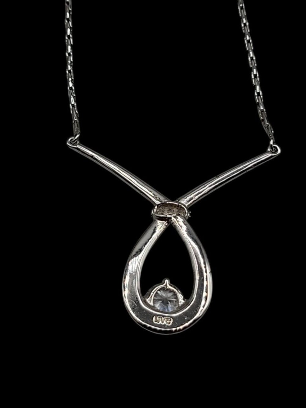 NVC Natasha V Collister Sterling Silver CZ Y Drop Necklace 17" Choker - Picture 10 of 13